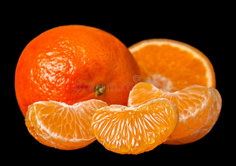 Tangerine on black stock image. Image of orange, closeup 37551025