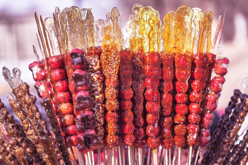 Tanghulu, Chinese candied fruit on the stick, Chinese food