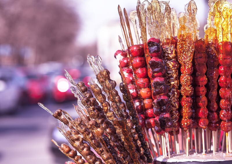 Tanghulu, Chinese candied fruit on the stick, Chinese food