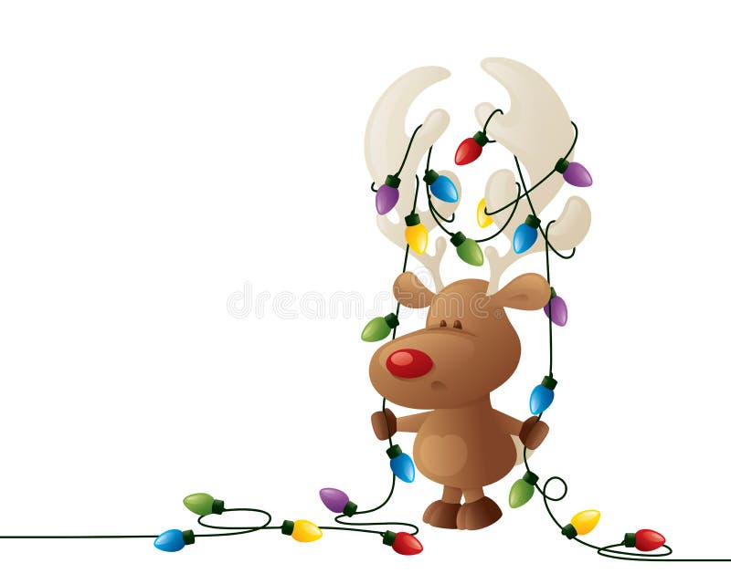 Reindeer Tangled Christmas Lights Images Stock Illustrations 33