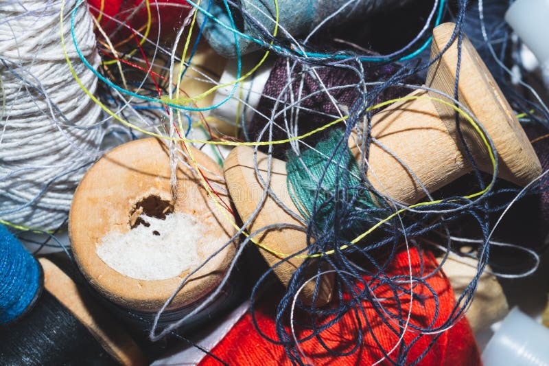 Tangled Threads for Sewing. Coils of Thread Stock Photo Image of