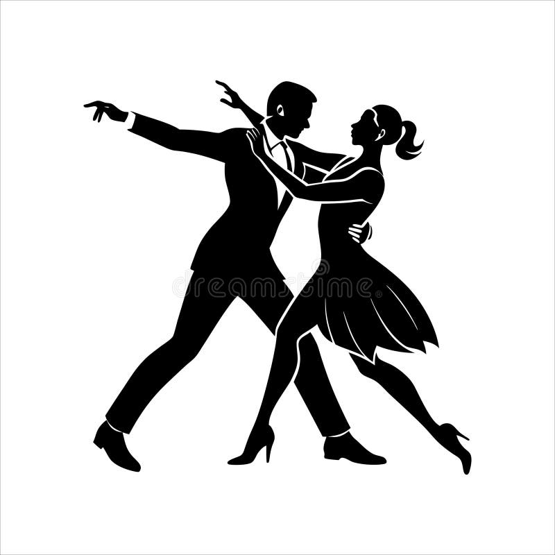 Tango dancer silhouette Latin-dansrörelsemeddelande konst royaltyfri illustrationer