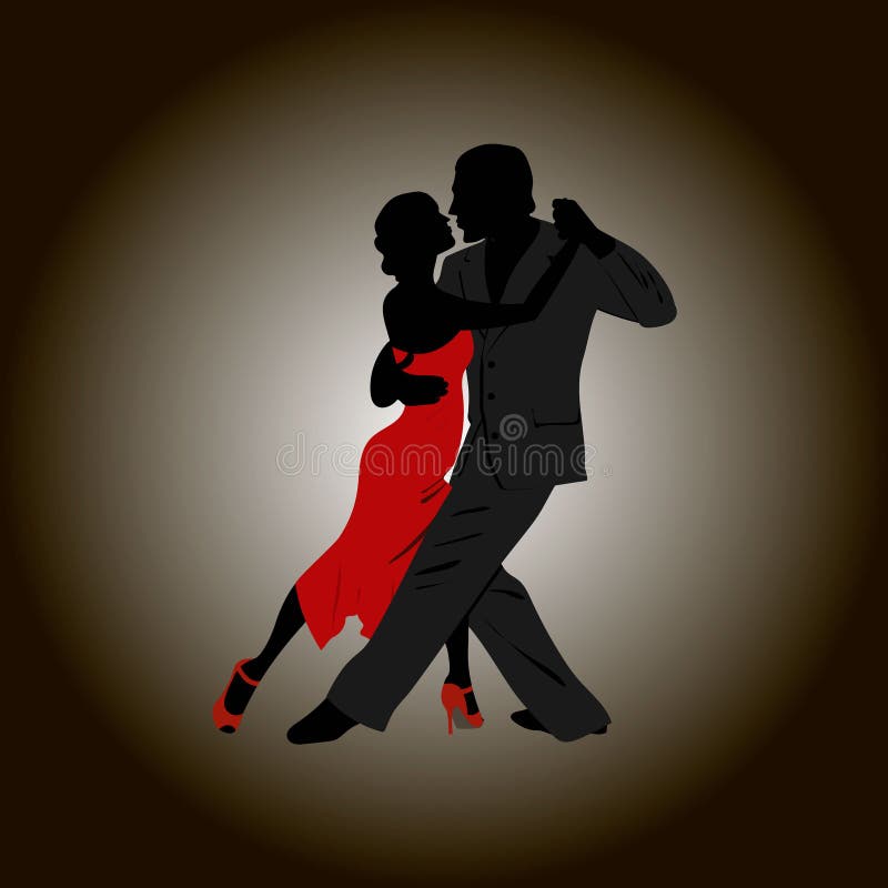 Tango. Dancing couple: man and woman stock illustration