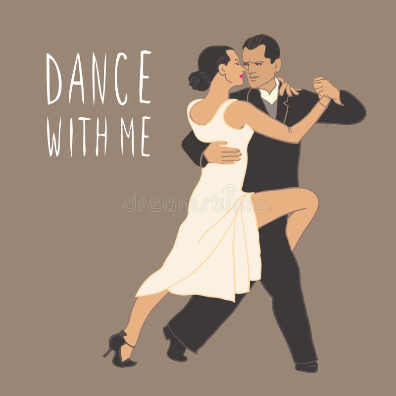 Tango. Dancing couple. People dancing. Dance class stock illustration