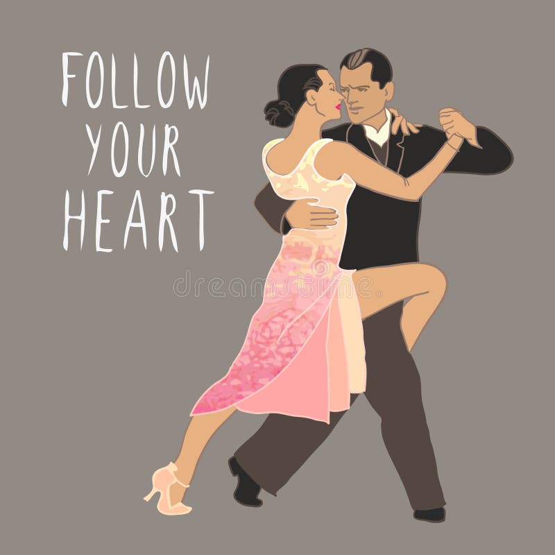 Tango. Dancing couple. People dancing. Dance class royalty free illustration