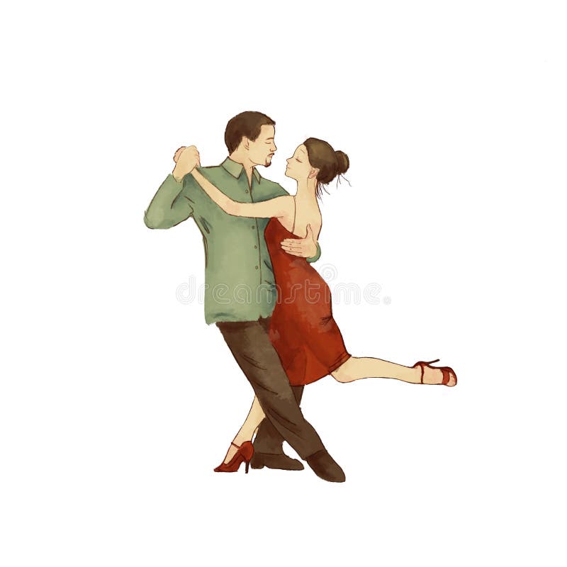 Tango. dansman och kvinna. dansande passion. isolerad på vit bakgrund stock illustrationer