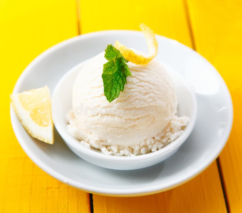 Tangy lemon sorbet served with zest