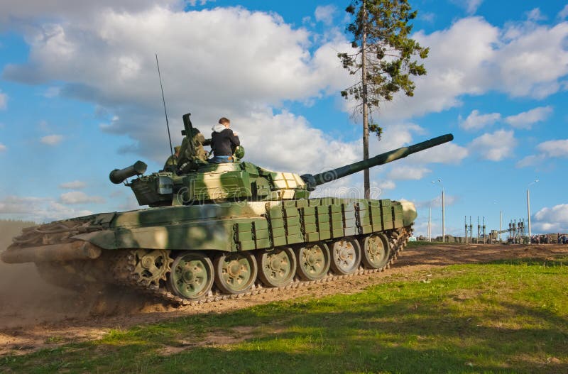 Tank T-72 up the hill. royalty free stock photography Tank T-72 up the hill. royalty free stock photography