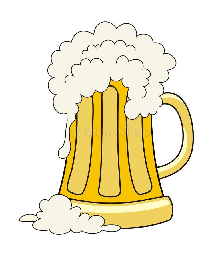 Glass Pint Tankard of Golden Frothy Beer Stock Vector Illustration of
