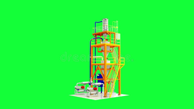 Tanks for the storage of grain granary. Silos construction. Rotate on Green screen