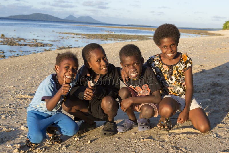 Tanna, Republic of Vanuatu, July 17th, 2014, happy indigenous ch