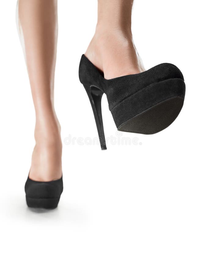 Tanned Female Legs in High Heels Isolated on White Background. Stock ...