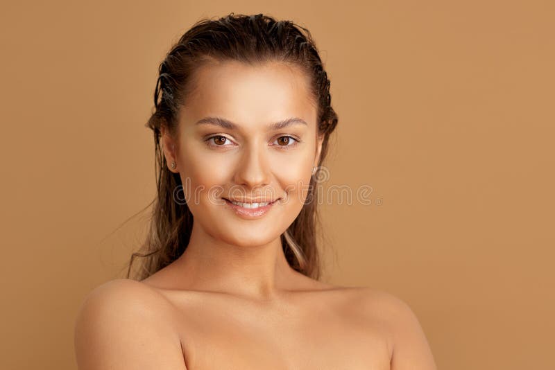 Tanned Sweet Girl With Clear Glowing Skin Health And Skin Care 
