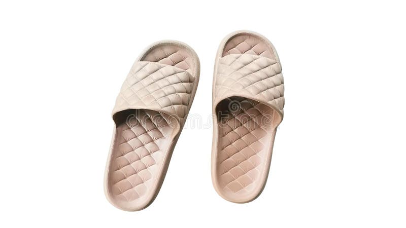 Brown rubber slip-on sandals, lightweight and comfortable, product photo on plain white isolated background. vector illustration