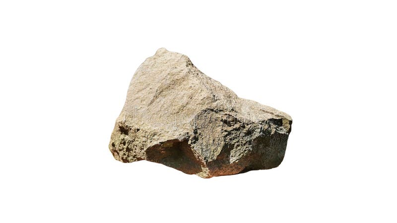 Natural grey stone with rough texture, isolated on plain white background, raw and earthy appearance. royalty free illustration