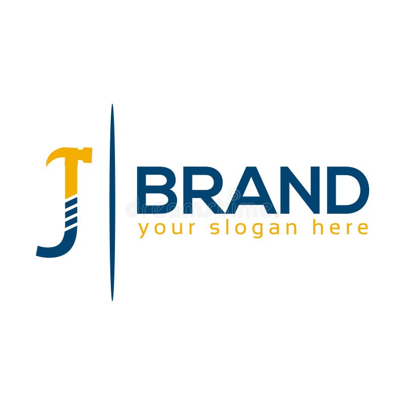 Letter J Hammer Logo. Flat Design Stock Vector Illustration of modern, concept 182543684