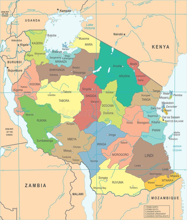 Tanzania Map - Detailed Vector Illustration Stock Illustration ...