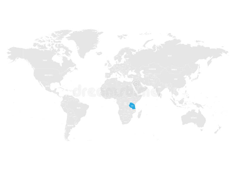 Tanzania marcó por el azul en mapa político del mundo gris Ilustración del vector stock de ilustración Tanzania marcó por el azul en mapa político del mundo gris Ilustración del vector stock de ilustración