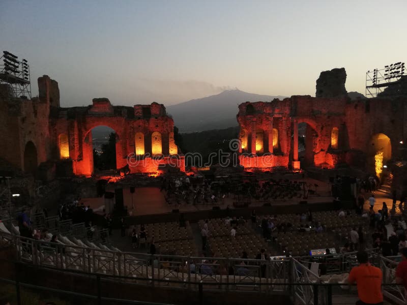 Taormina theater at dusk