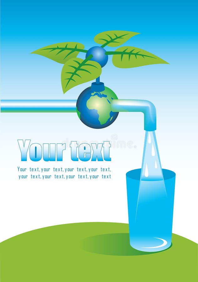 Image of a tap in the form of planet earth with clean water. Image of a tap in the form of planet earth with clean water