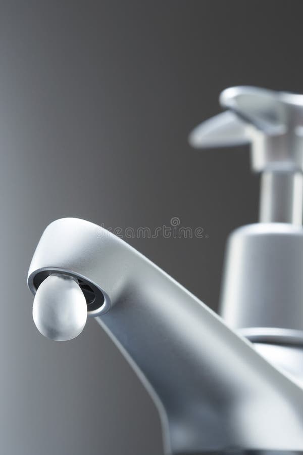 Tap with large drop of water stock photos Tap with large drop of water stock photos