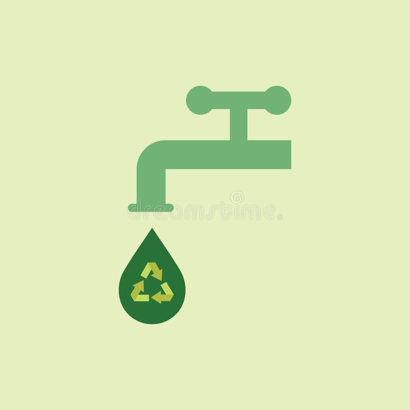 Tap with Recycle Water Drop. Vector Illustration Decorative Design