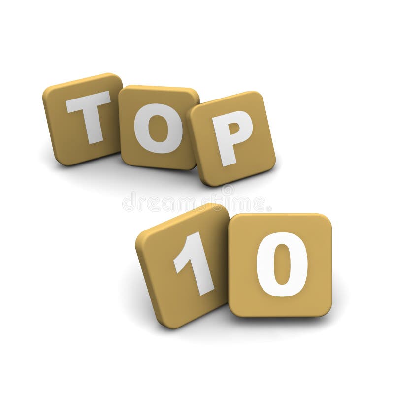 Top 10 text. 3d rendered illustration isolated on white. Top 10 text. 3d rendered illustration isolated on white.