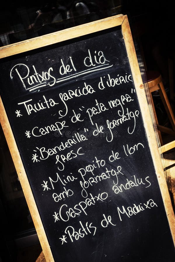 Tapas chalkboard stock photo. Image of cafe, spain, text 32075866