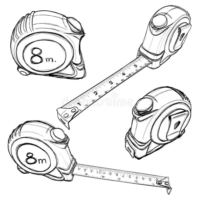 Tape Measure Doodle Simple Measuring Preview Vector Sketch Coloring Page