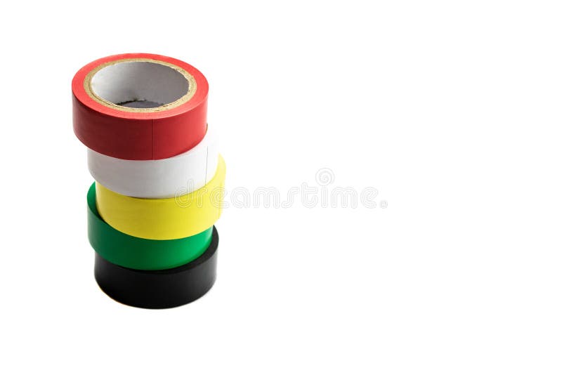 Tape roll. Adhesive paper or yellow and black sticky piece scotch