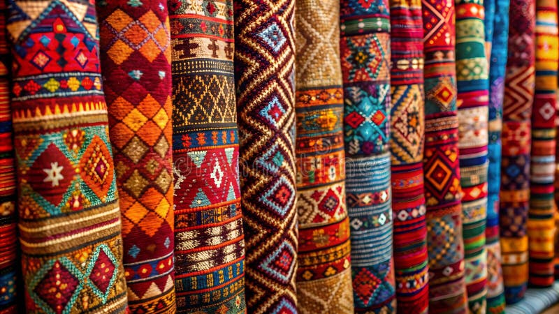 A Tapestry of Textures Embracing the Richness of Ethnic Fabrics Generative AI vector illustration