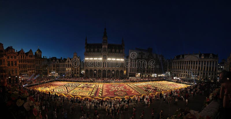 Tapete da flor em Bruxelas, Bélgica imagens de stock