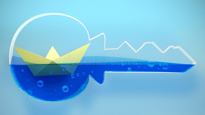 Tapezieren Sie gefaltetes Bootssegeln in einen Schlüssel Wiedergabe 3d vektor abbildung