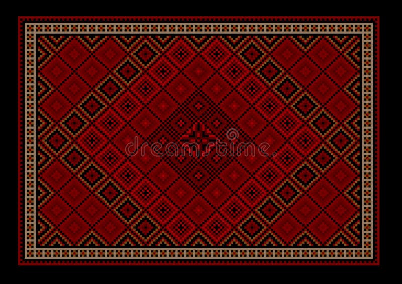 Tapis oriental de vintage luxueux marron avec l'ornement coloré à la frontière illustration libre de droits Tapis oriental de vintage luxueux marron avec l'ornement coloré à la frontière illustration libre de droits