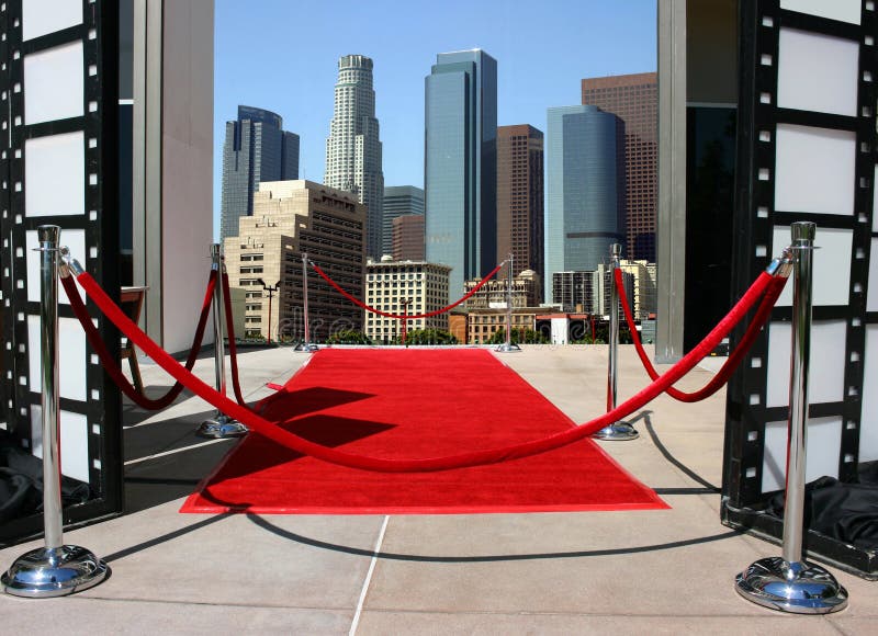 Tapis rouge et Los Angeles Dow photo stock Tapis rouge et Los Angeles Dow photo stock