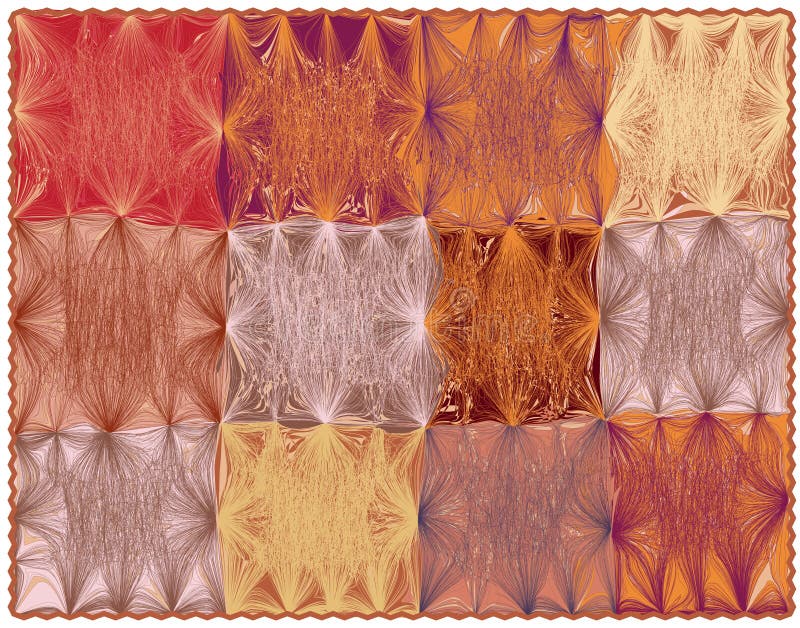 Tappeto rettangolare con elementi quadrati e frangia ondulati a strisce grunge illustrazione di stock Tappeto rettangolare con elementi quadrati e frangia ondulati a strisce grunge illustrazione di stock