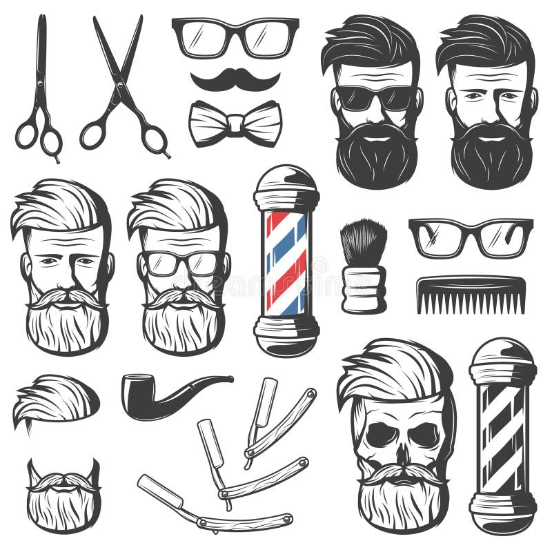 Tappning Barber Elements Set royaltyfri illustrationer Tappning Barber Elements Set royaltyfri illustrationer