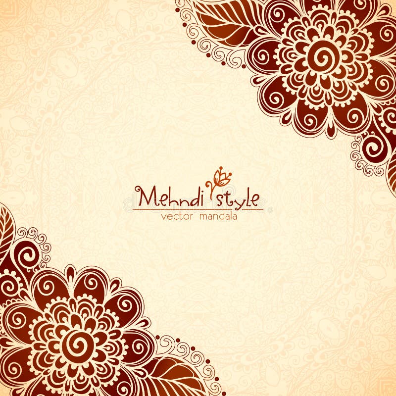 Tappning blommar etnisk bakgrund i indisk mehndi royaltyfri illustrationer Tappning blommar etnisk bakgrund i indisk mehndi royaltyfri illustrationer