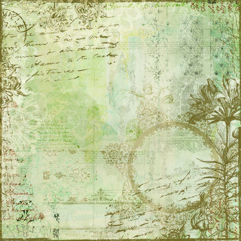 Tappning för scrapbook för bakgrundscollage blom- vektor illustrationer