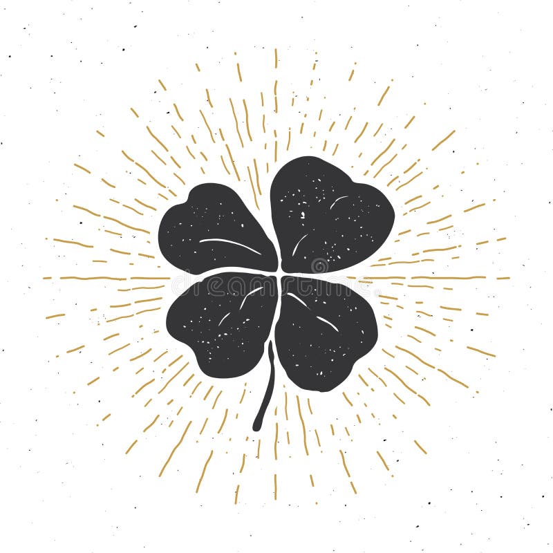 Tappningetiketten, hand dragen lycklig växt av släktet Trifolium för fyra blad, det lyckliga kortet för hälsningen för den helgon stock illustrationer Tappningetiketten, hand dragen lycklig växt av släktet Trifolium för fyra blad, det lyckliga kortet för hälsningen för den helgon stock illustrationer