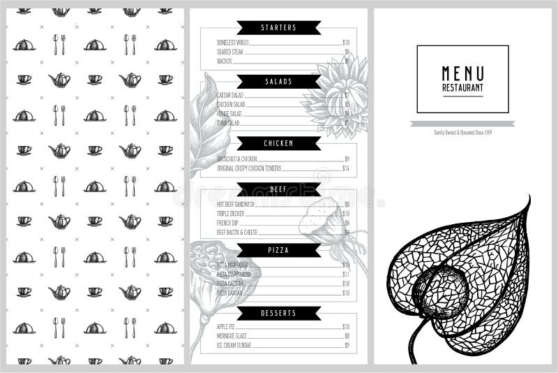 Tappningmenydesign med svart kummin, fjädergräs, helichrysum, lotusblomma, lunaria, physalis stock illustrationer Tappningmenydesign med svart kummin, fjädergräs, helichrysum, lotusblomma, lunaria, physalis stock illustrationer