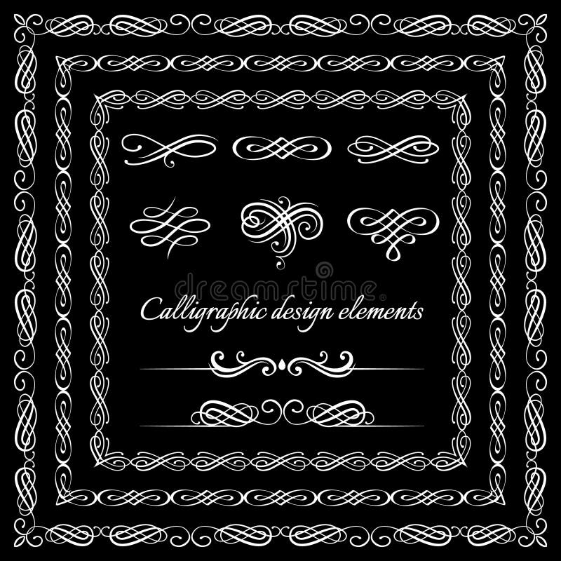 Tappningramar, gränser calligraphic och sidagarneringtecken royaltyfri illustrationer Tappningramar, gränser calligraphic och sidagarneringtecken royaltyfri illustrationer