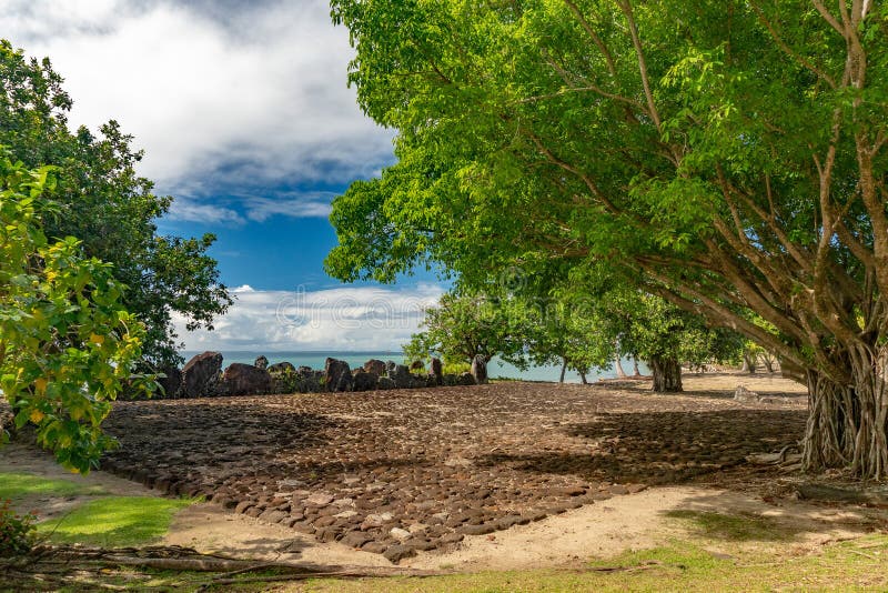 Taputapuatea Marae Raiatea Polynesia Unesco Francuski archeological miejsce zdjęcie royalty free Taputapuatea Marae Raiatea Polynesia Unesco Francuski archeological miejsce zdjęcie royalty free