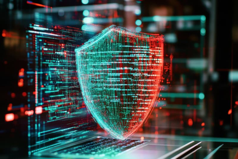 Tarcza Holograficzna chroniąca przed cyberbezpieczeństwem i integralność danych obrazy royalty free