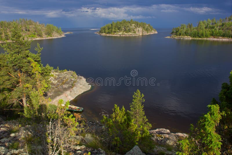 Tarde En El Lago Ladoga, Karelia Imagen de archivo Imagen de ladoga
