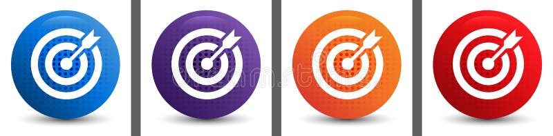 Target arrow icon abstract halftone round button set stock illustration