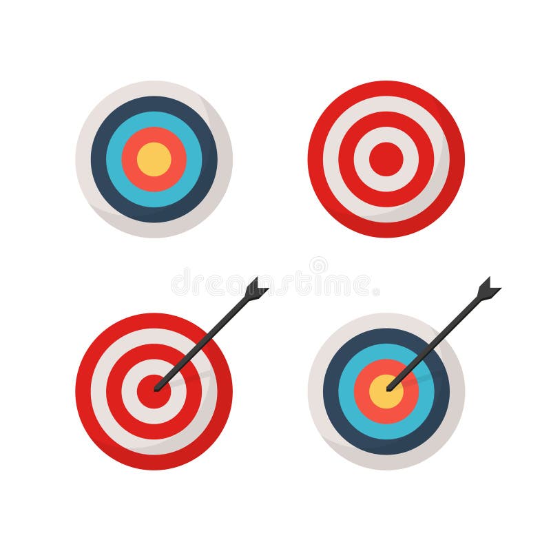 Target and Arrow Set of Colored Icons in Flat Style Stock Illustration