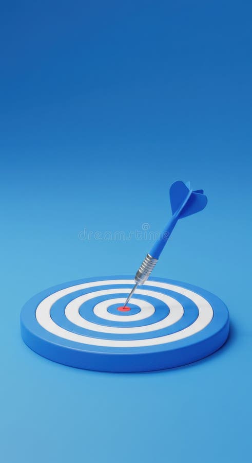 Target with blue dart, attempt, not quite bullseye, focus on goal vector illustration