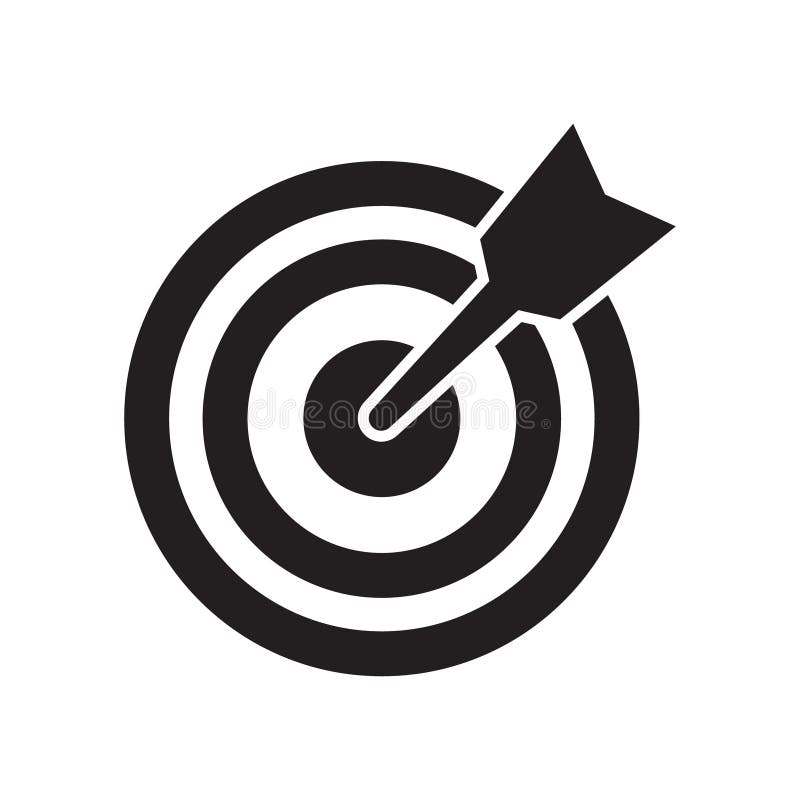 Target icon, dartboard with arrow icon. Darts target aim icon. Successful shoot symbol. vector illustration