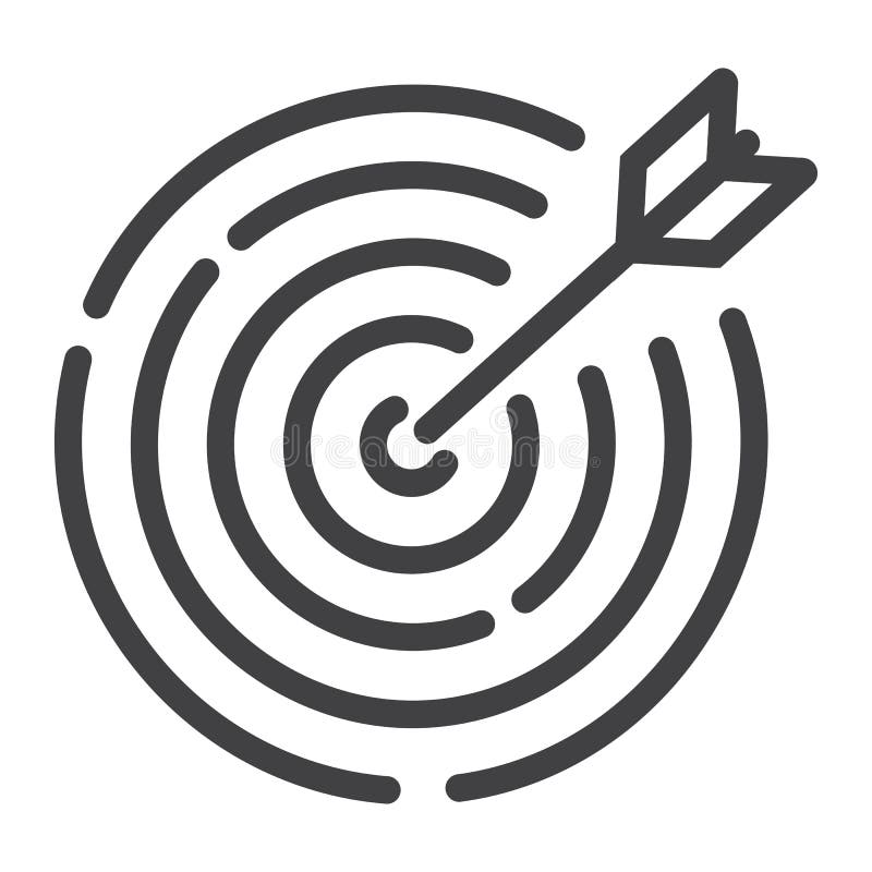 Target line icon, business and dartboard vector illustration